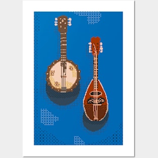 Mandolin & Banjo (pixel art) Posters and Art